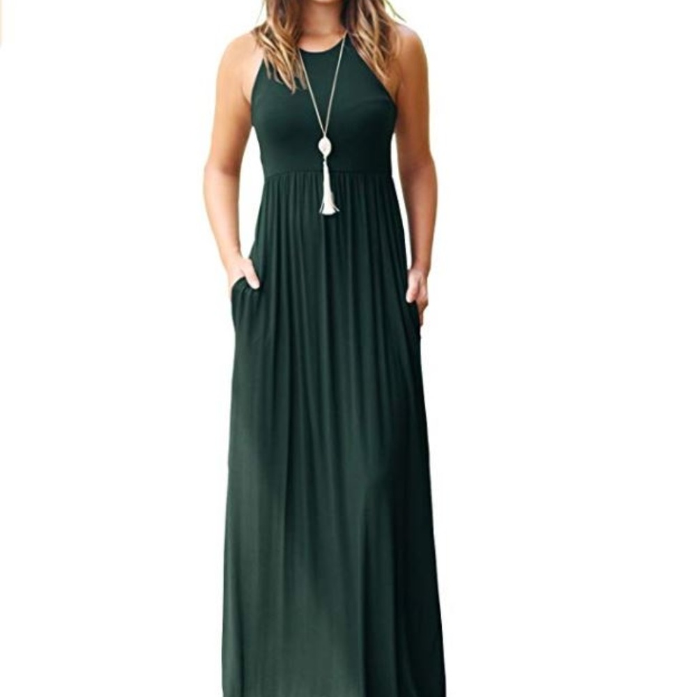 Grecerelle Racerback Sleeveless Maxi Dress Pockets